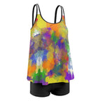 Paint splatter explosion Tankini Two Piece Swimsuit by SALE-Personal Design