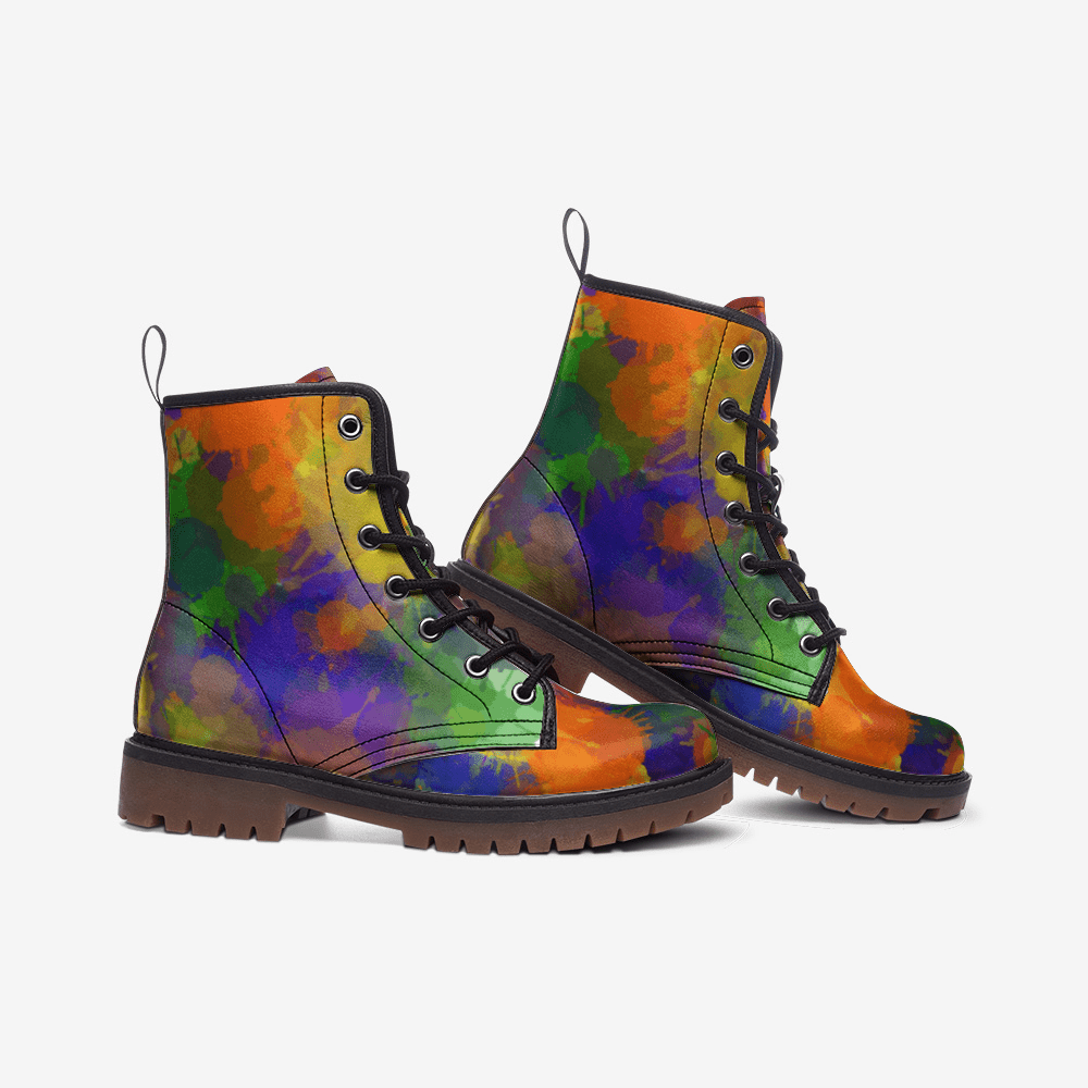 Paint splatter faux Leather Lightweight boots