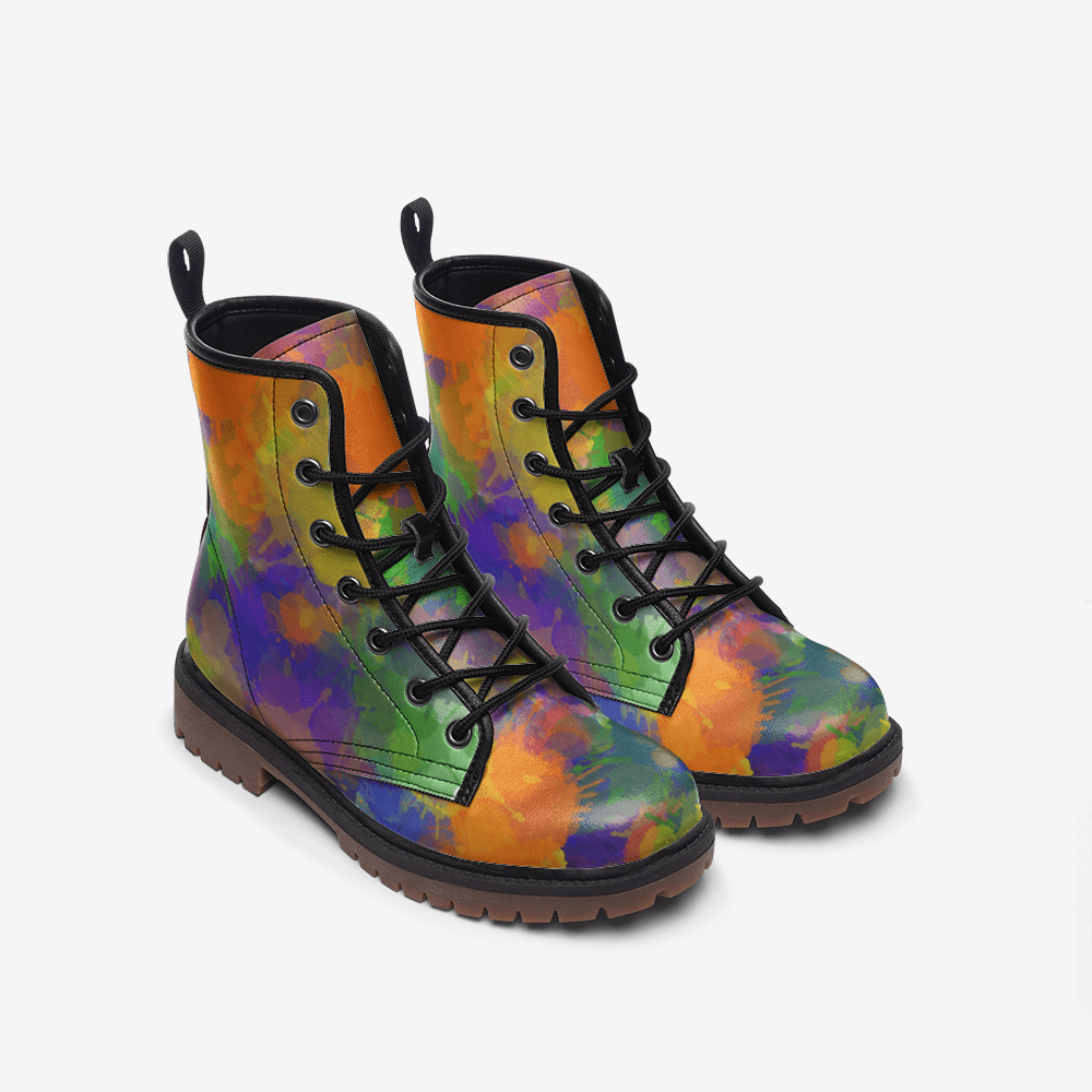 Paint splatter faux Leather Lightweight boots