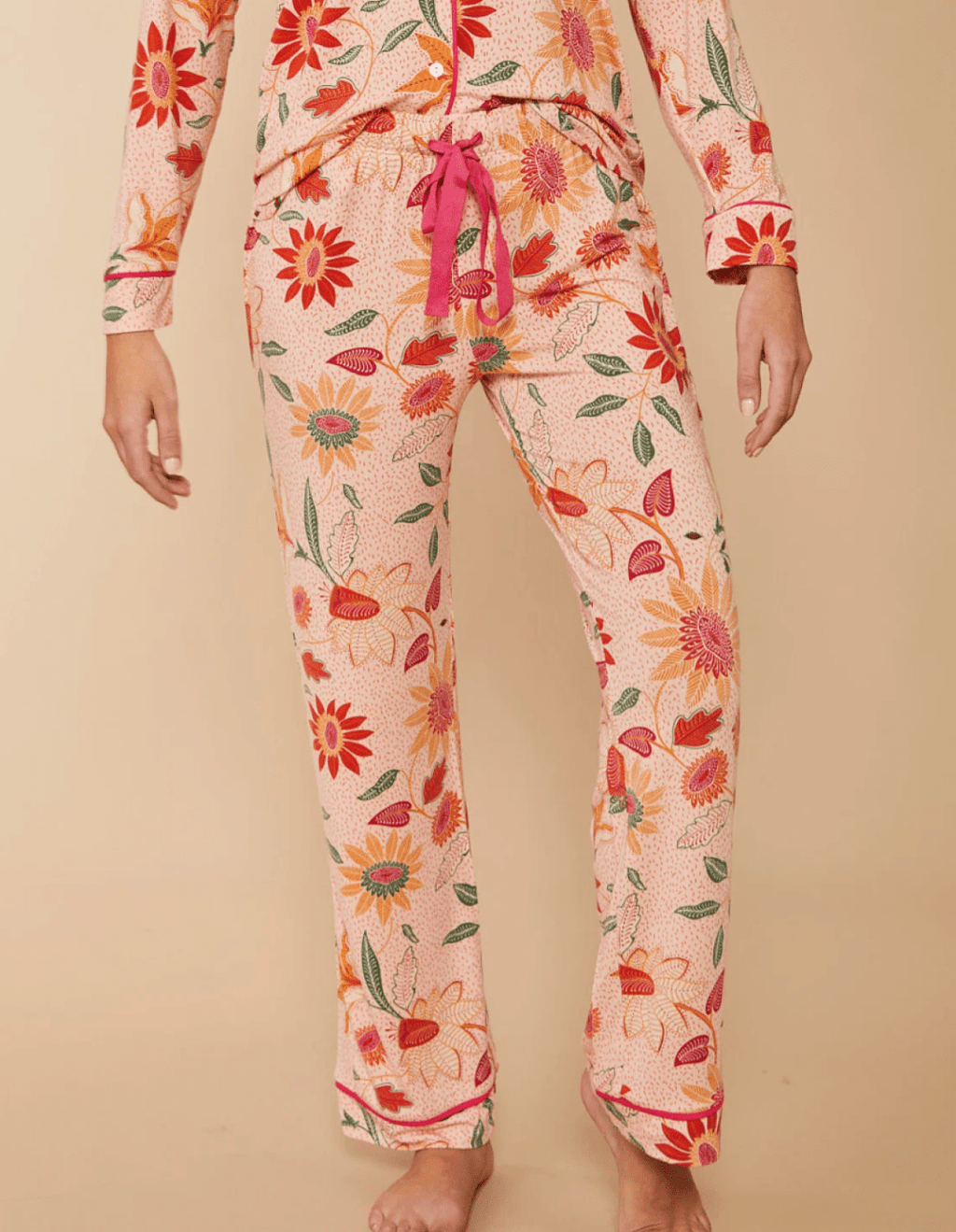Pajama Pant Botanic Garden Boho Floral Peach Pajamas La Vie Bien Pajama Pant Botanic Garden Boho Floral Peach