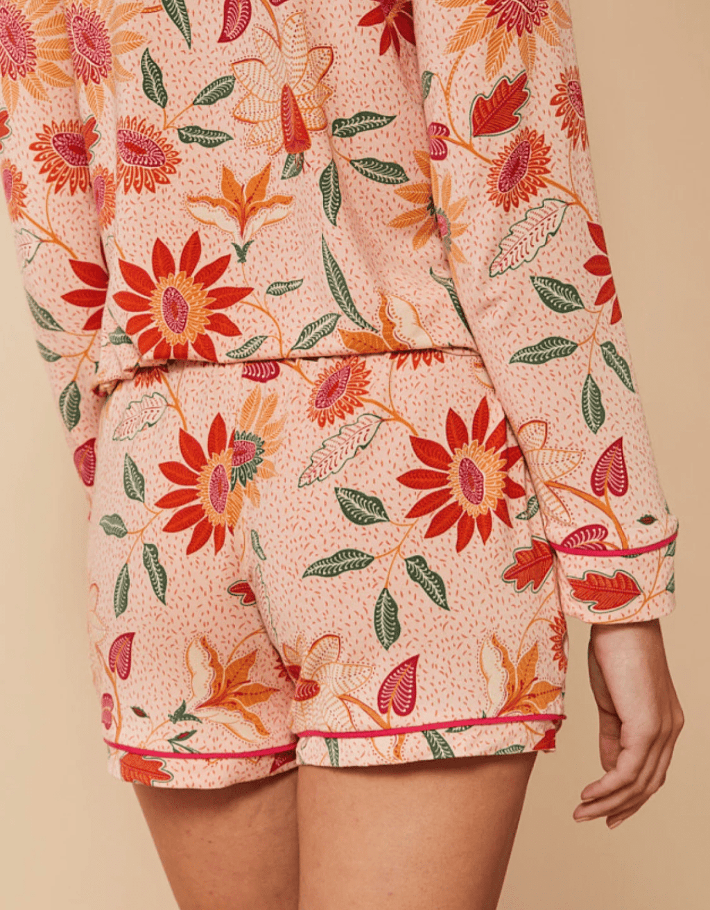 Pajama Short Botanic Garden Boho Floral Peach Pajamas La Vie Bien Pajama Short Botanic Garden Boho Floral Peach