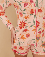 Pajama Short Botanic Garden Boho Floral Peach Pajamas La Vie Bien Pajama Short Botanic Garden Boho Floral Peach