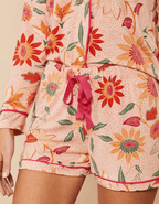Pajama Short Botanic Garden Boho Floral Peach Pajamas La Vie Bien Pajama Short Botanic Garden Boho Floral Peach