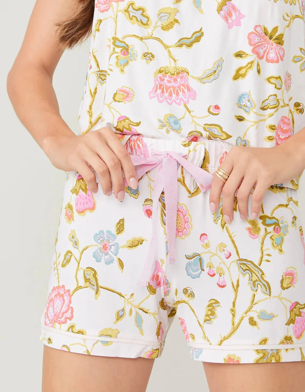 Pajama Short Jane Jacobean Cream Apparel La Vie Bien Pajama Short Jane Jacobean Cream