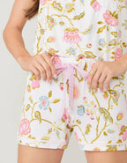 Pajama Short Jane Jacobean Cream Apparel La Vie Bien Pajama Short Jane Jacobean Cream