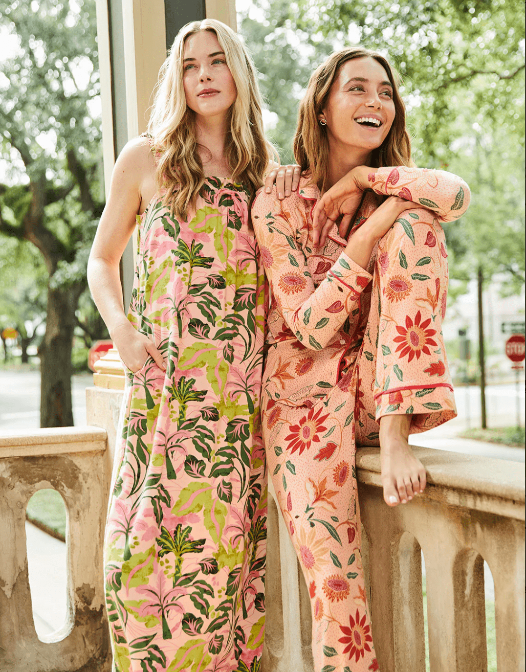 Pajama Top Botanic Garden Boho Floral Peach Pajamas La Vie Bien Pajama Top Botanic Garden Boho Floral Peach