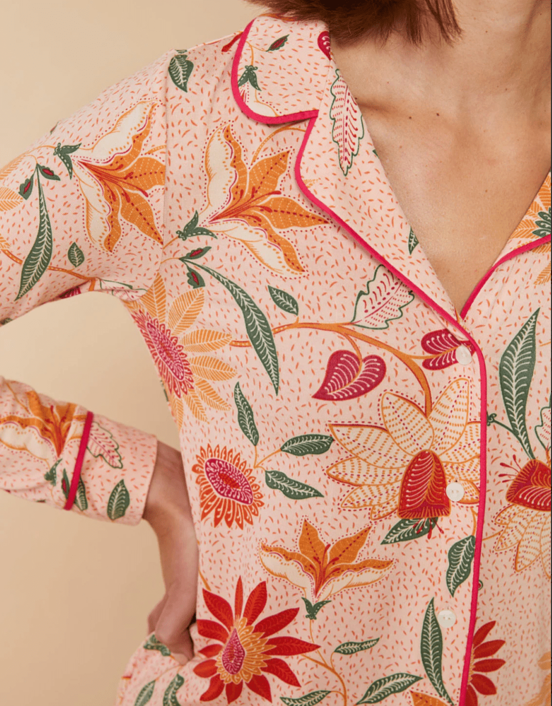 Pajama Top Botanic Garden Boho Floral Peach Pajamas La Vie Bien Pajama Top Botanic Garden Boho Floral Peach