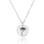 Palm Tree Engraving Disc Necklace La Vie Bien Palm Tree Engraving Disc Necklace