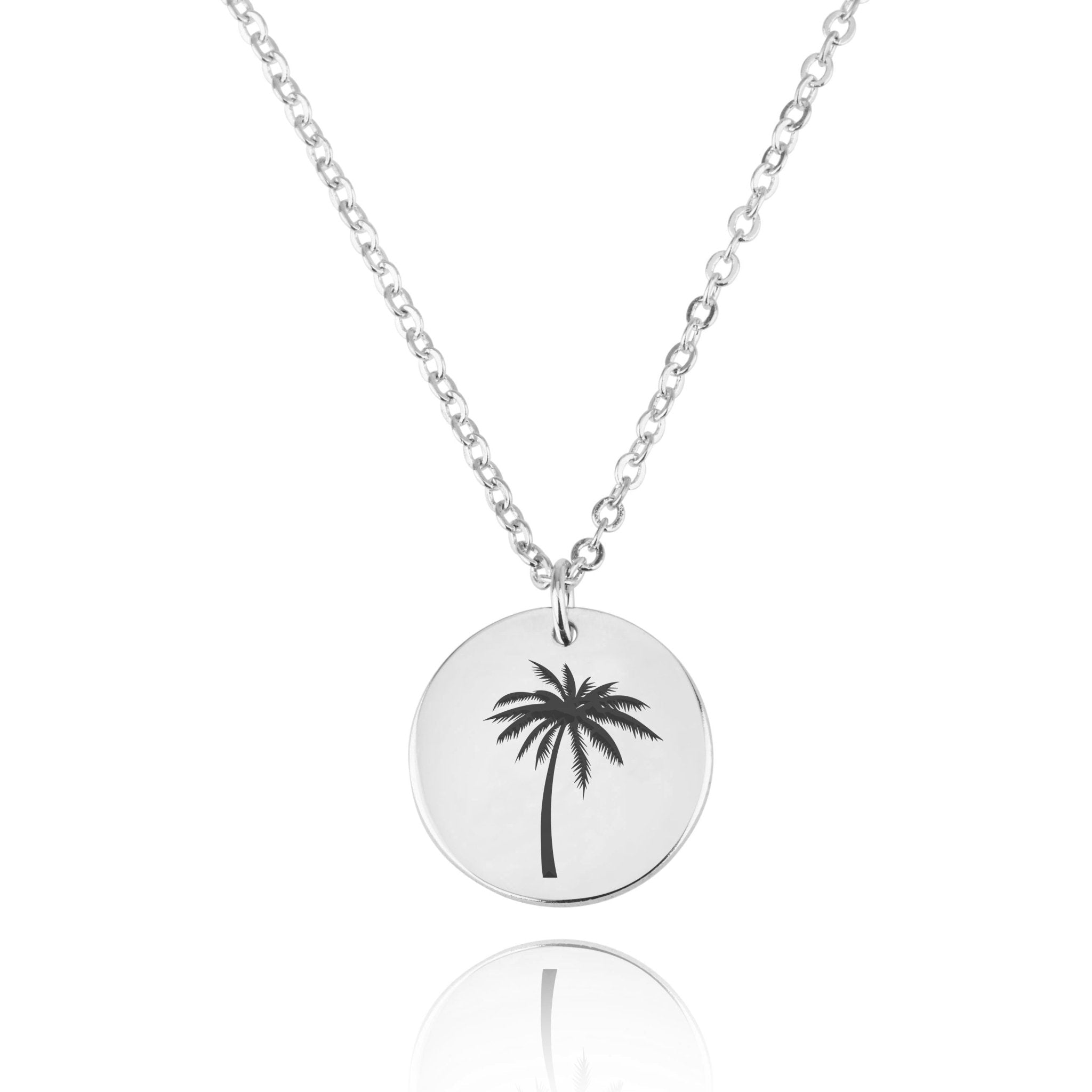 Palm Tree Engraving Disc Necklace La Vie Bien Palm Tree Engraving Disc Necklace