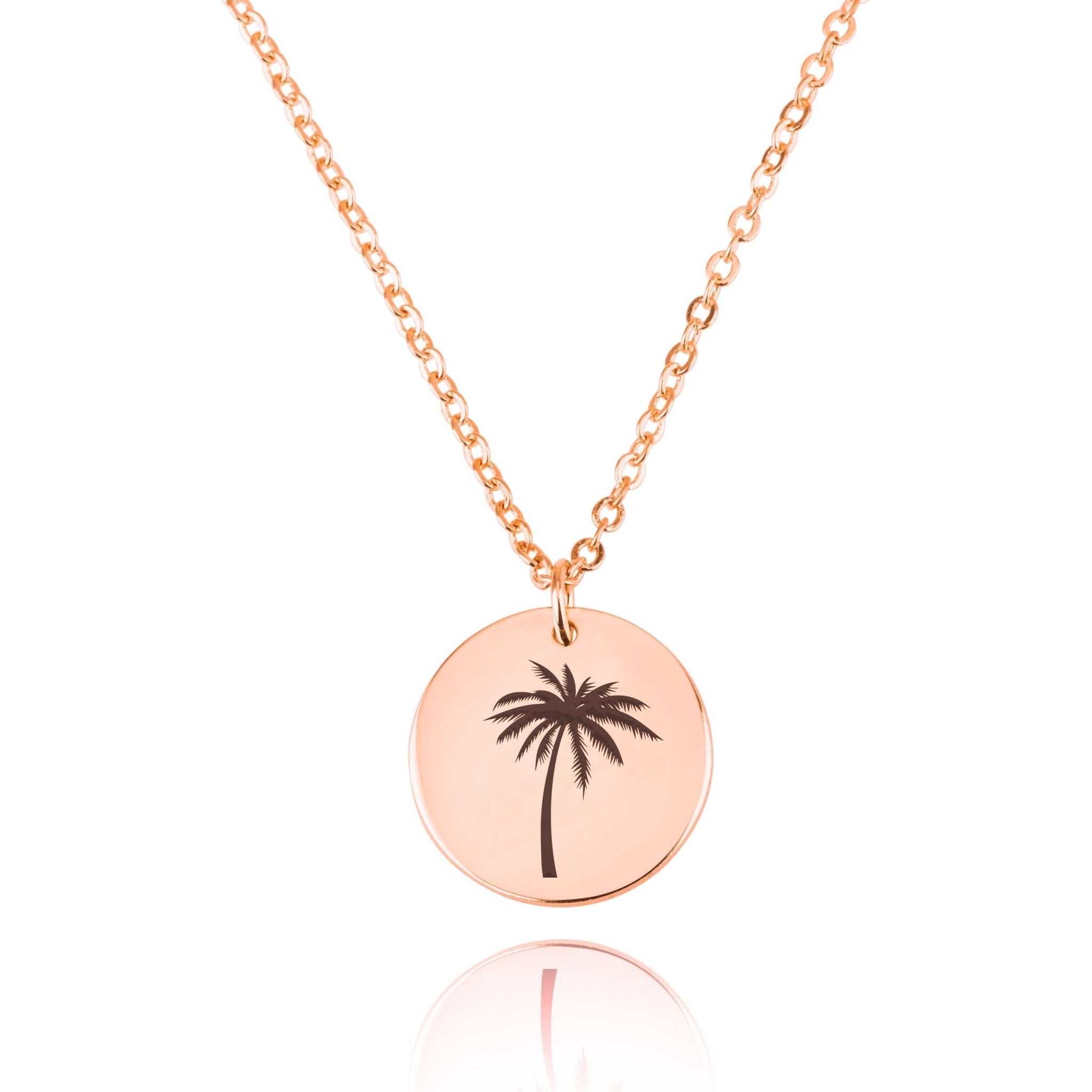 Palm Tree Engraving Disc Necklace La Vie Bien Palm Tree Engraving Disc Necklace