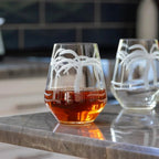 Palm Tree Etched Glassware Kitchen Accessories La Vie Bien Palm Tree Etched Glassware