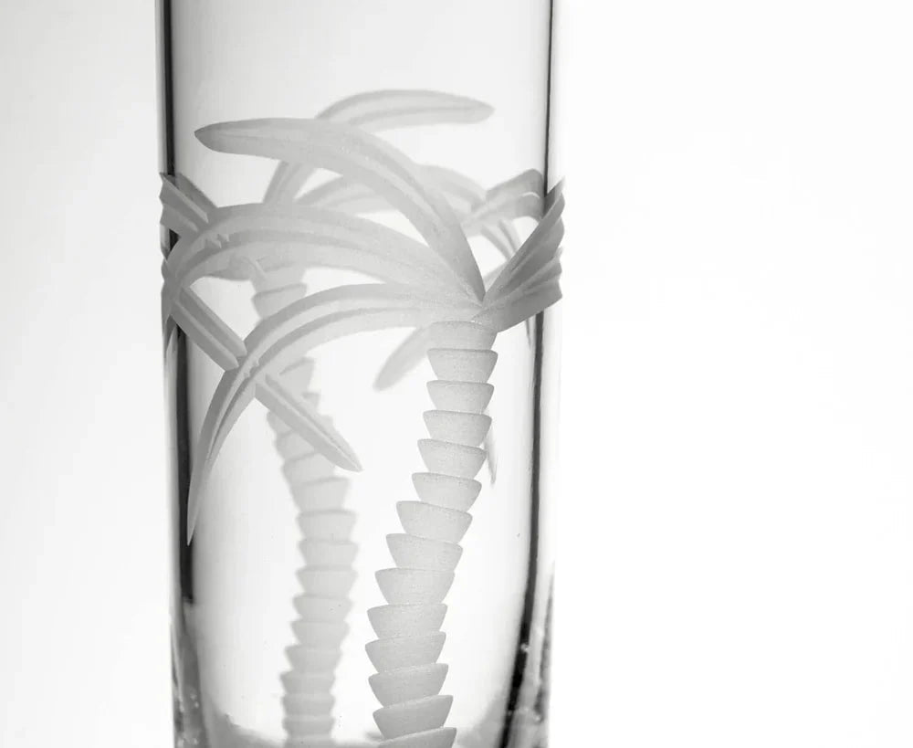Palm Tree Etched Glassware Kitchen Accessories La Vie Bien Palm Tree Etched Glassware