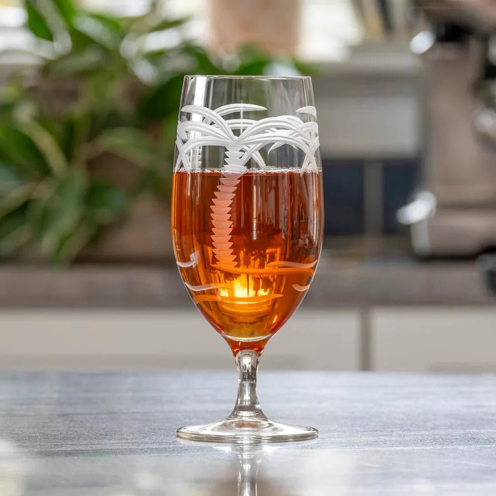 Palm Tree Etched Glassware Kitchen Accessories La Vie Bien Palm Tree Etched Glassware