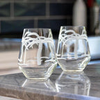 Palm Tree Etched Glassware Kitchen Accessories La Vie Bien Palm Tree Etched Glassware