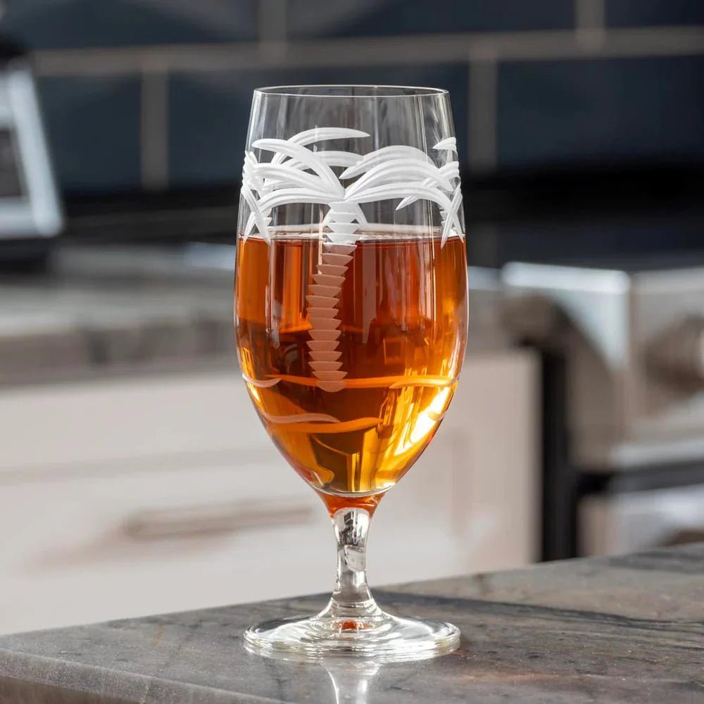 Palm Tree Etched Glassware Kitchen Accessories La Vie Bien Palm Tree Etched Glassware