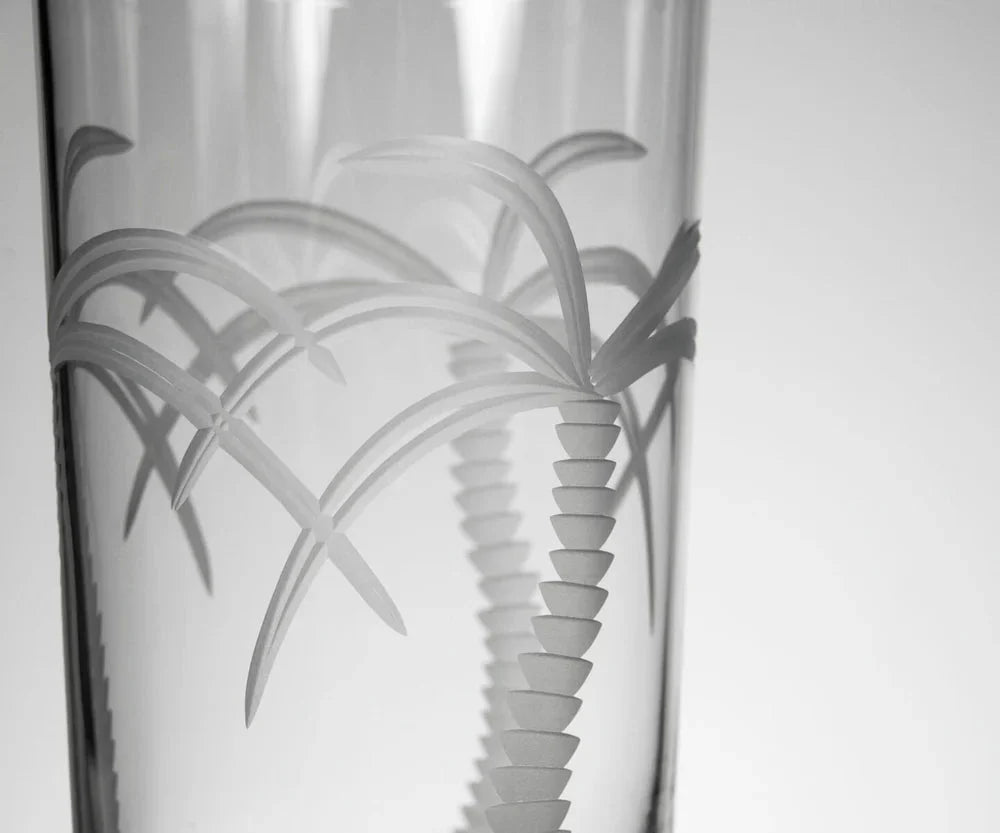 Palm Tree Etched Glassware Kitchen Accessories La Vie Bien Palm Tree Etched Glassware
