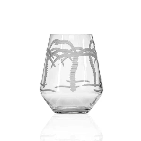 Palm Tree Etched Glassware Kitchen Accessories La Vie Bien Palm Tree Etched Glassware