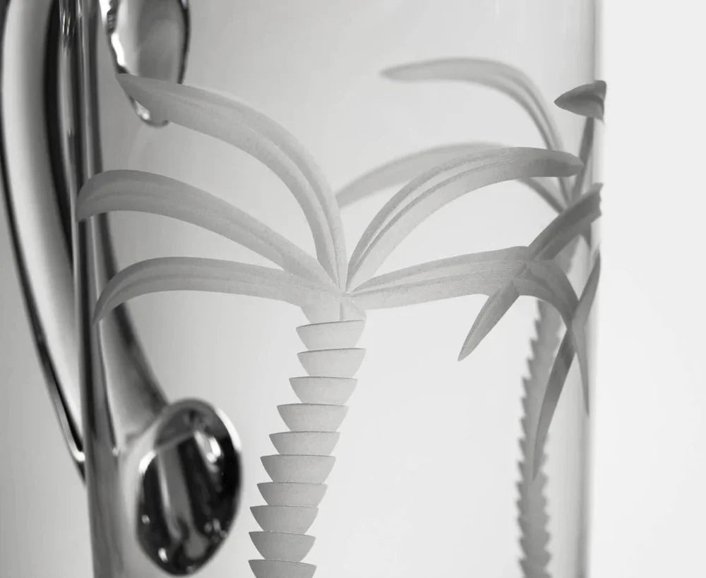 Palm Tree Etched Glassware Kitchen Accessories La Vie Bien Palm Tree Etched Glassware