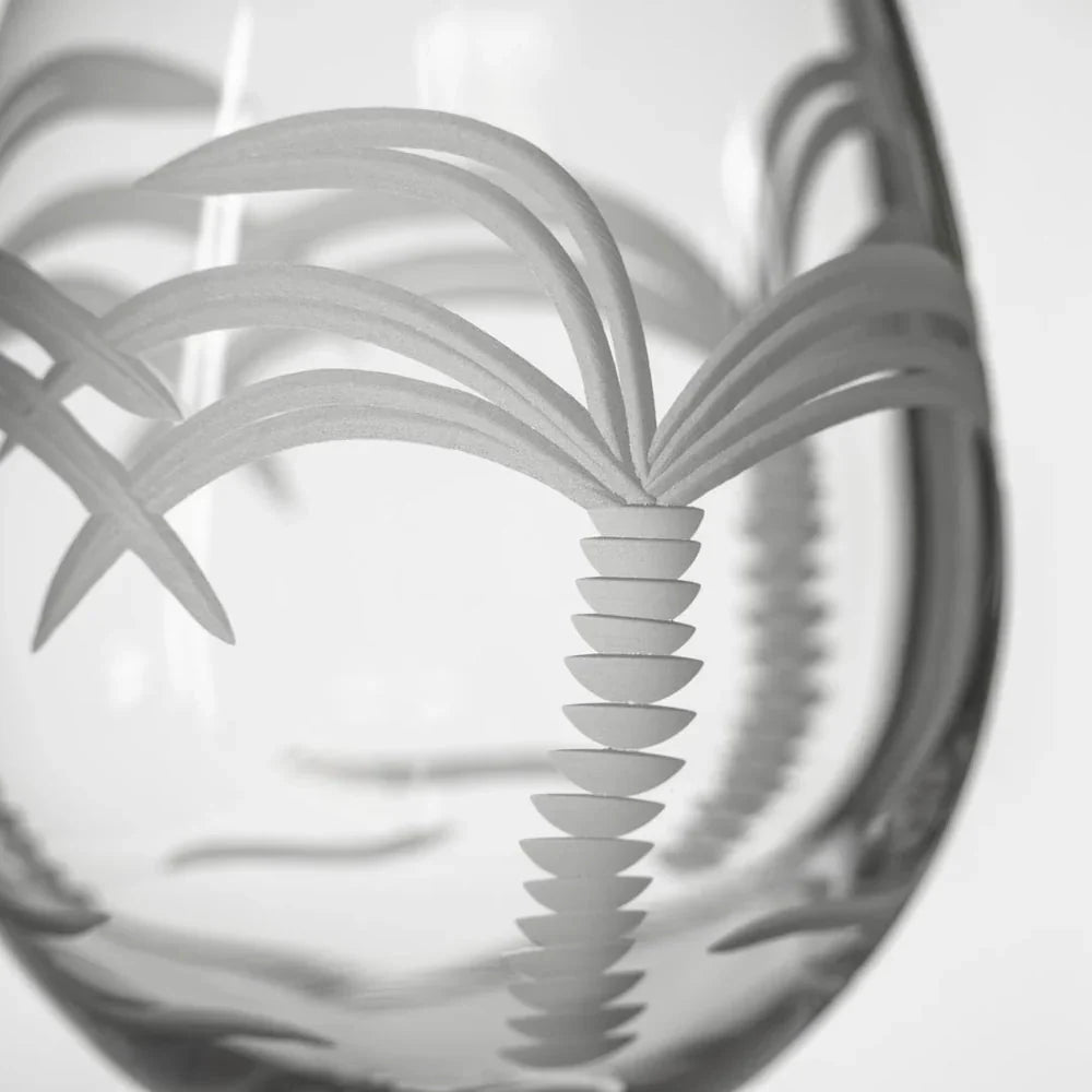 Palm Tree Etched Glassware Kitchen Accessories La Vie Bien Palm Tree Etched Glassware