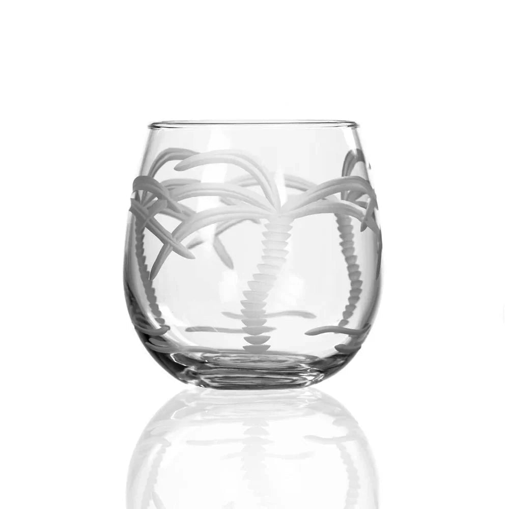 Palm Tree Etched Glassware Kitchen Accessories La Vie Bien Palm Tree Etched Glassware
