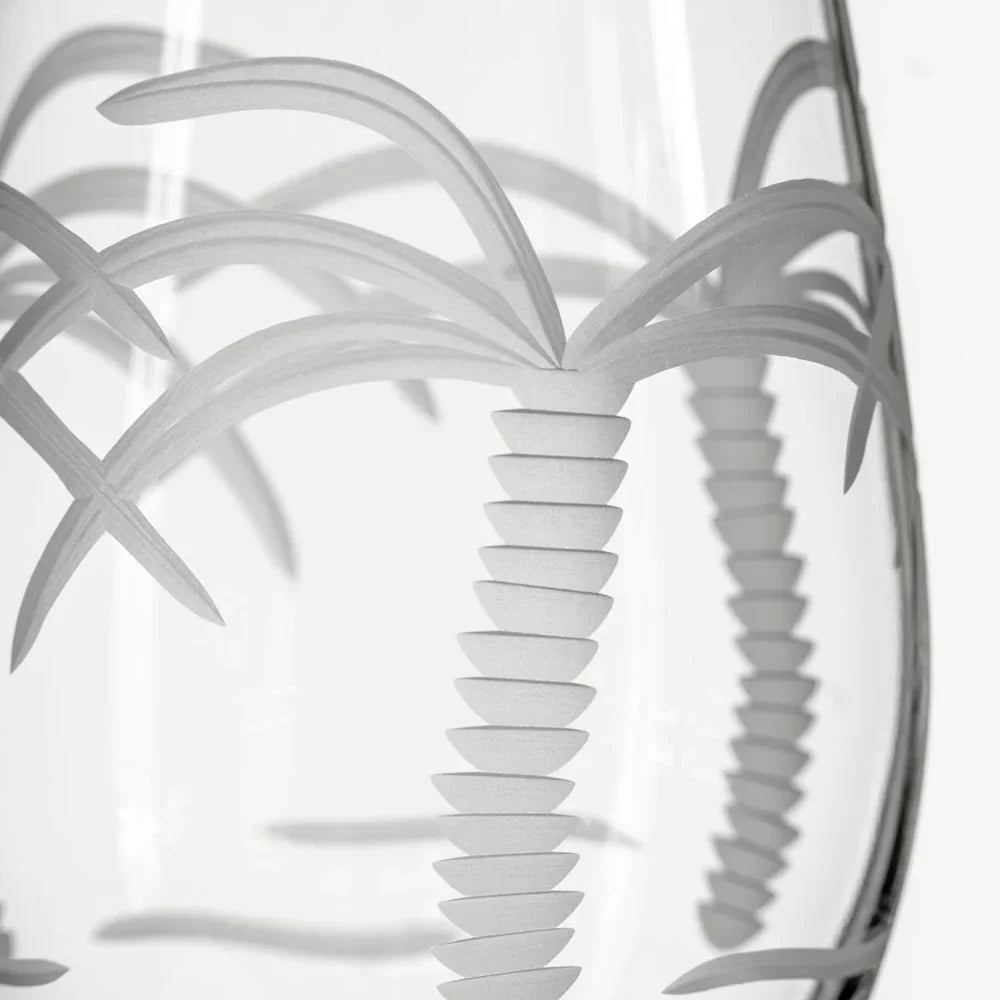 Palm Tree Etched Glassware Kitchen Accessories La Vie Bien Palm Tree Etched Glassware