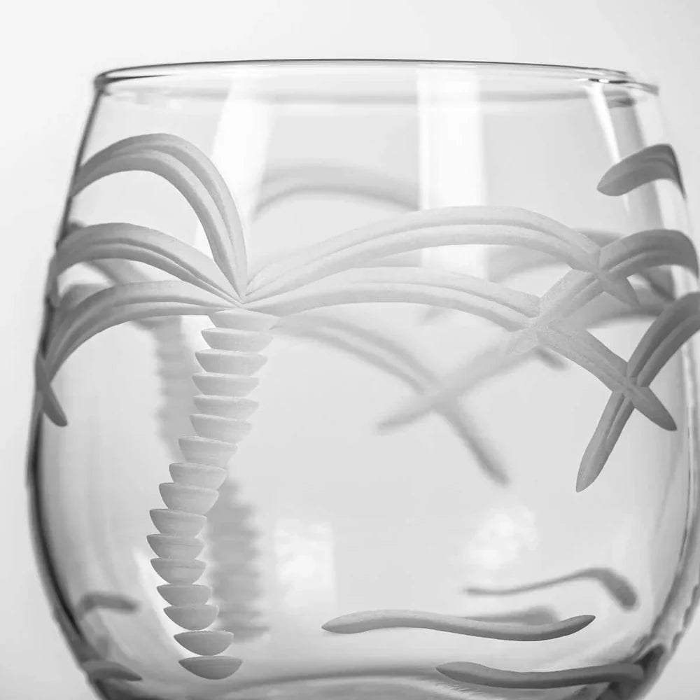 Palm Tree Etched Glassware Kitchen Accessories La Vie Bien Palm Tree Etched Glassware