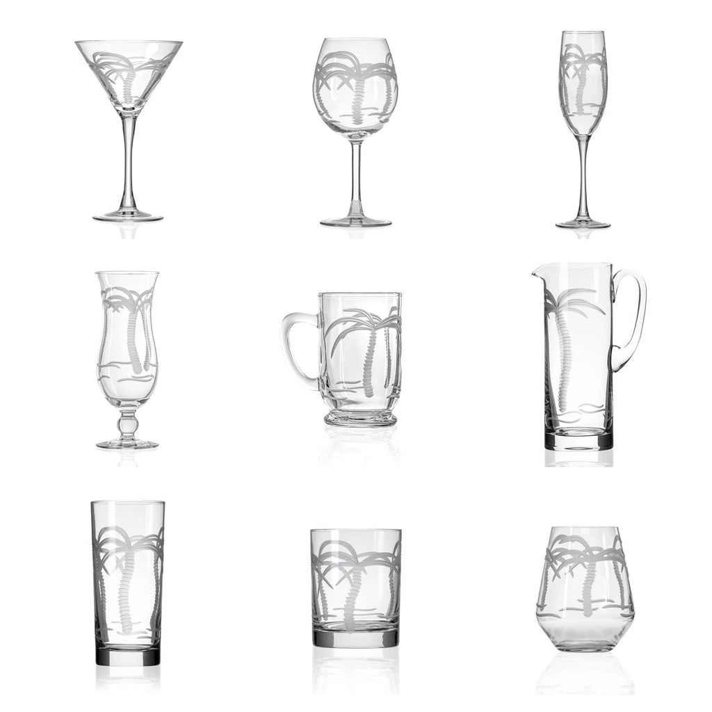 Palm Tree Etched Glassware Kitchen Accessories La Vie Bien Palm Tree Etched Glassware