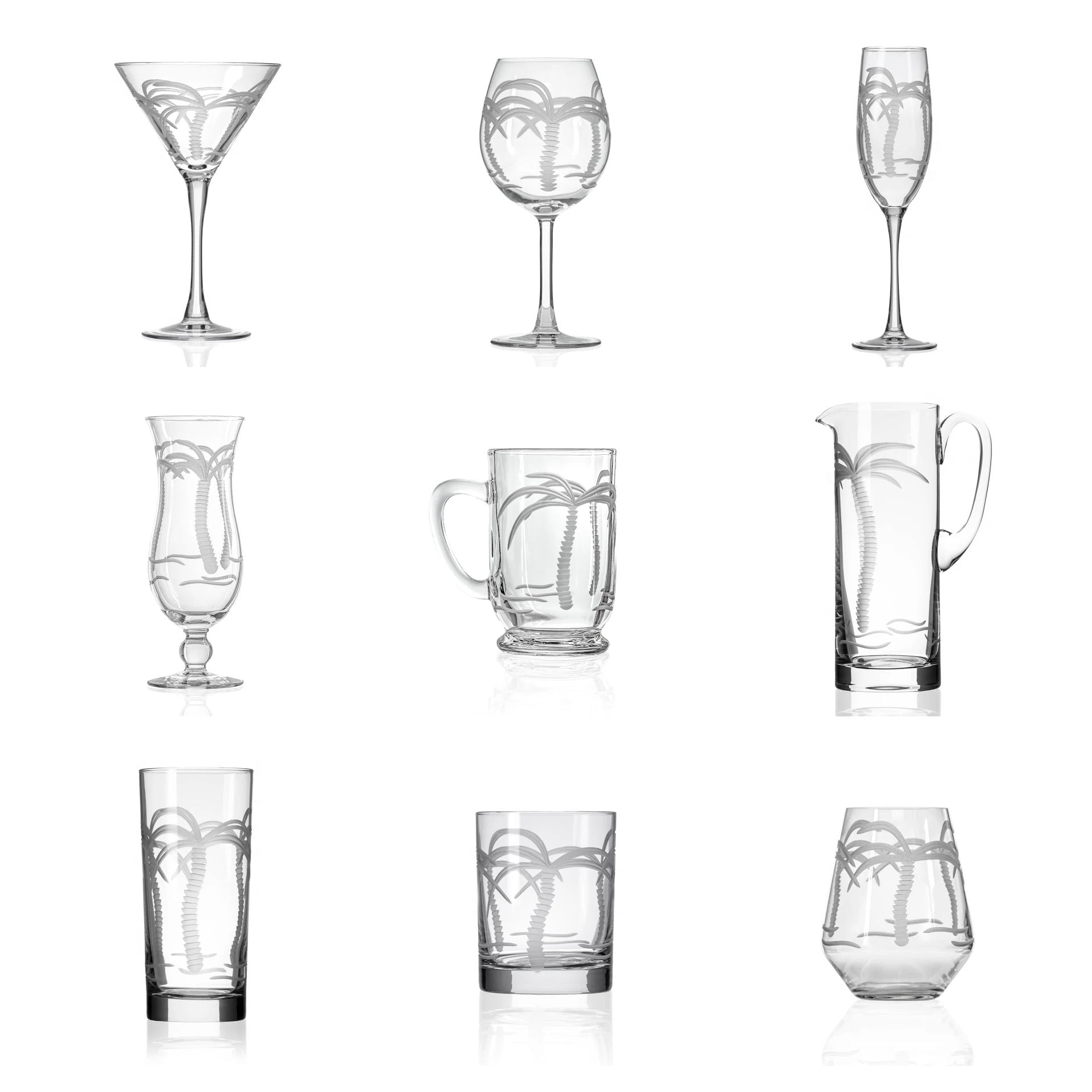 Palm Tree Etched Glassware Kitchen Accessories La Vie Bien Palm Tree Etched Glassware