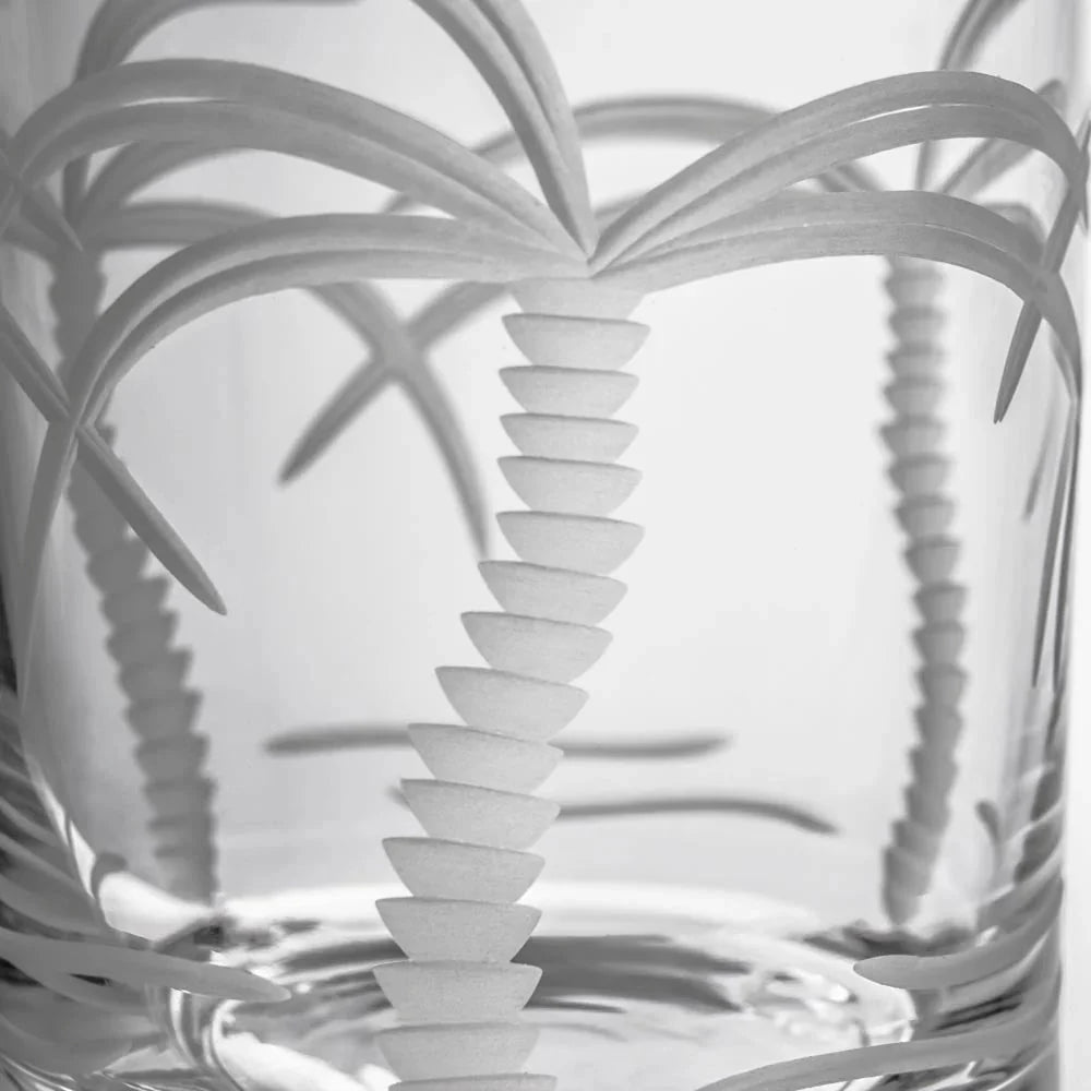 Palm Tree Etched Glassware Kitchen Accessories La Vie Bien Palm Tree Etched Glassware