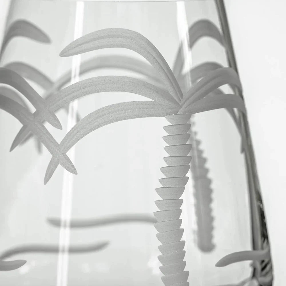 Palm Tree Etched Glassware Kitchen Accessories La Vie Bien Palm Tree Etched Glassware