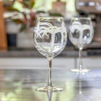 Palm Tree Etched Glassware Kitchen Accessories La Vie Bien Palm Tree Etched Glassware
