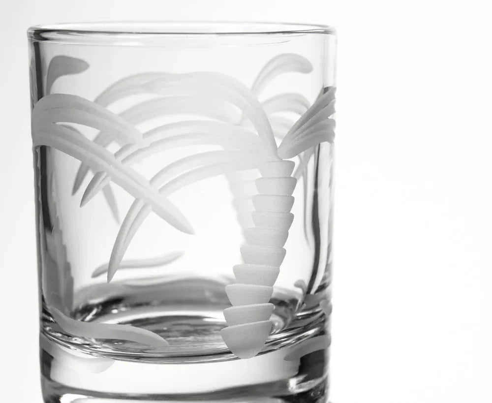 Palm Tree Etched Glassware Kitchen Accessories La Vie Bien Palm Tree Etched Glassware