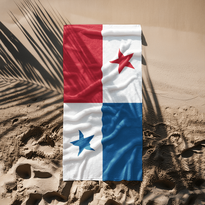 Panama Flag Beach Towel Beach Towel (Generic Brand) La Vie Bien Panama Flag Beach Towel