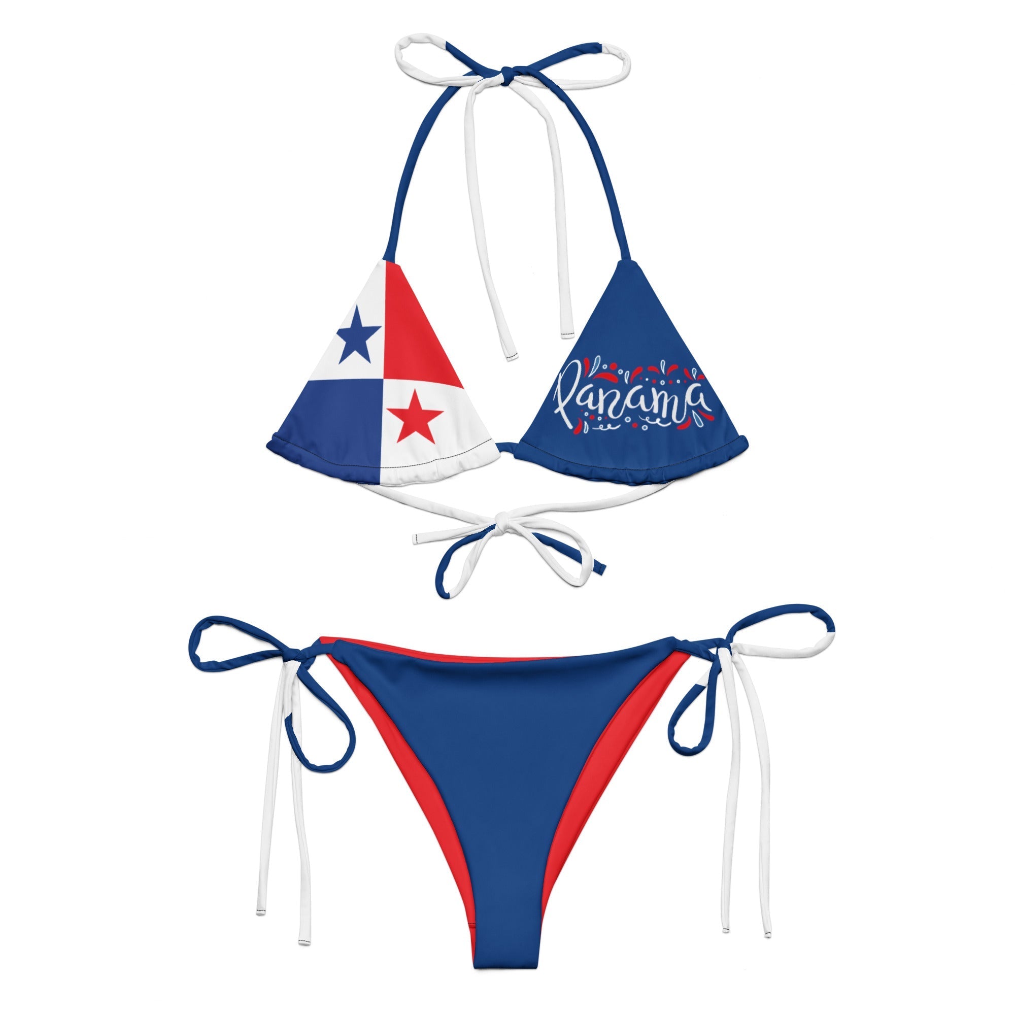 Panama Flag String Bikini All - Over Print Recycled String Bikini La Vie Bien Panama Flag String Bikini