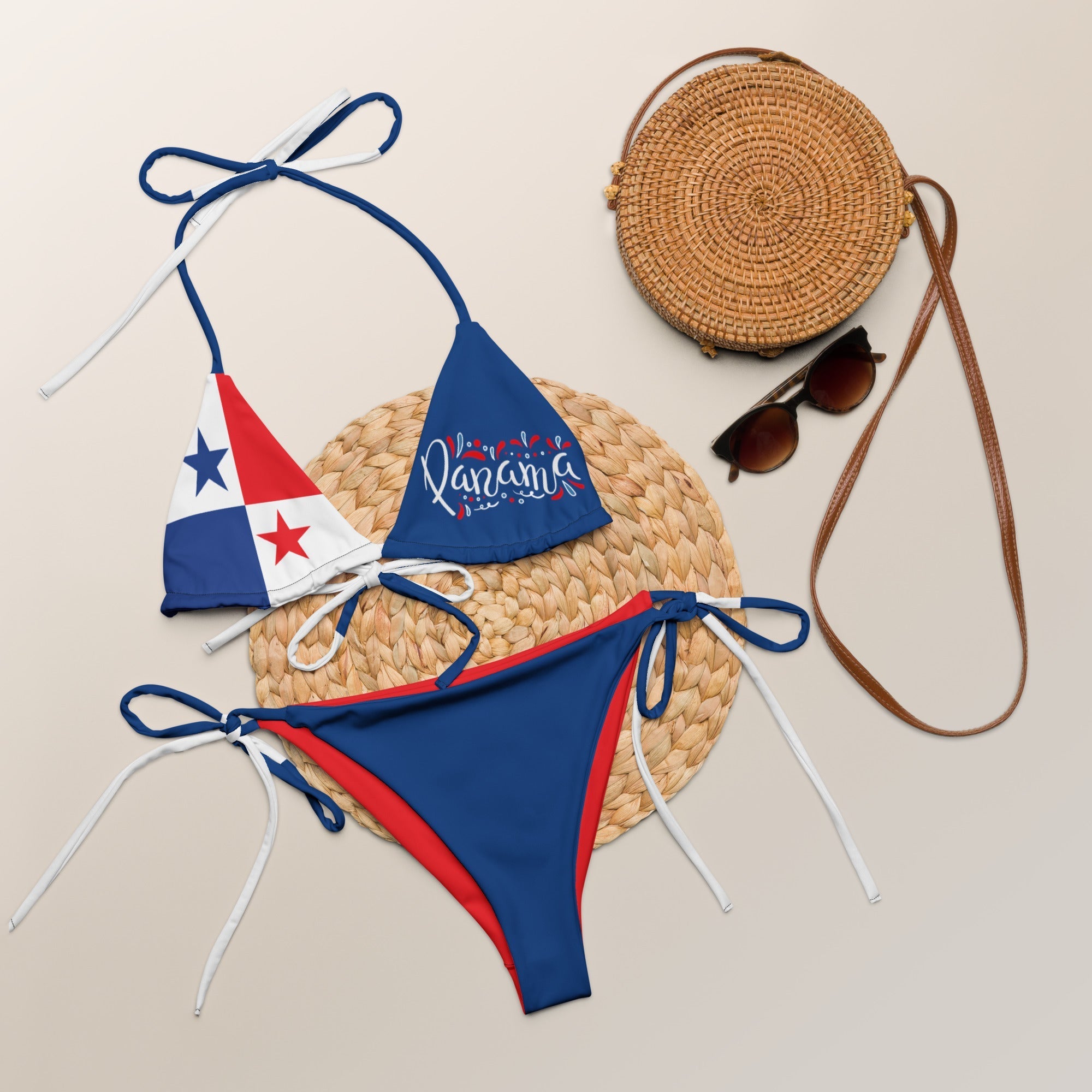 Panama Flag String Bikini All - Over Print Recycled String Bikini La Vie Bien Panama Flag String Bikini