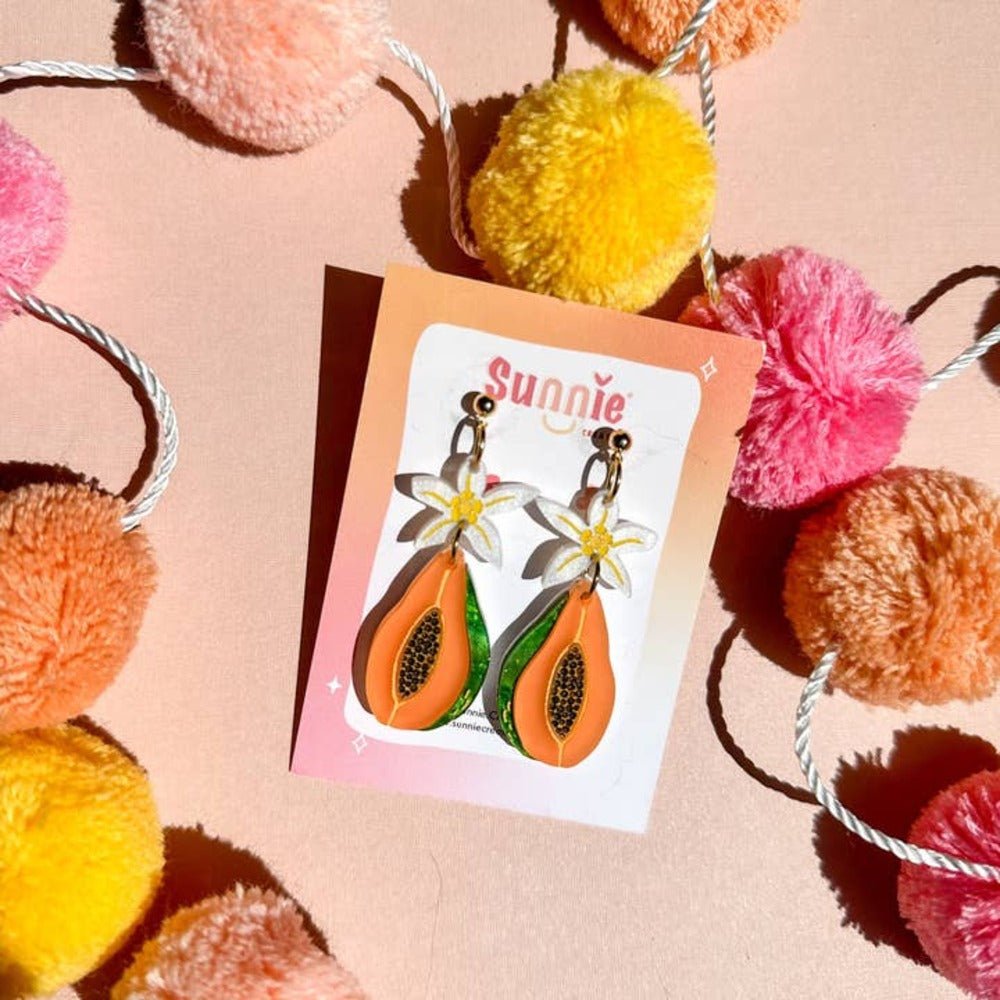 Papaya Dangle Acrylic Earrings Earrings and Accessories La Vie Bien Papaya Dangle Acrylic Earrings
