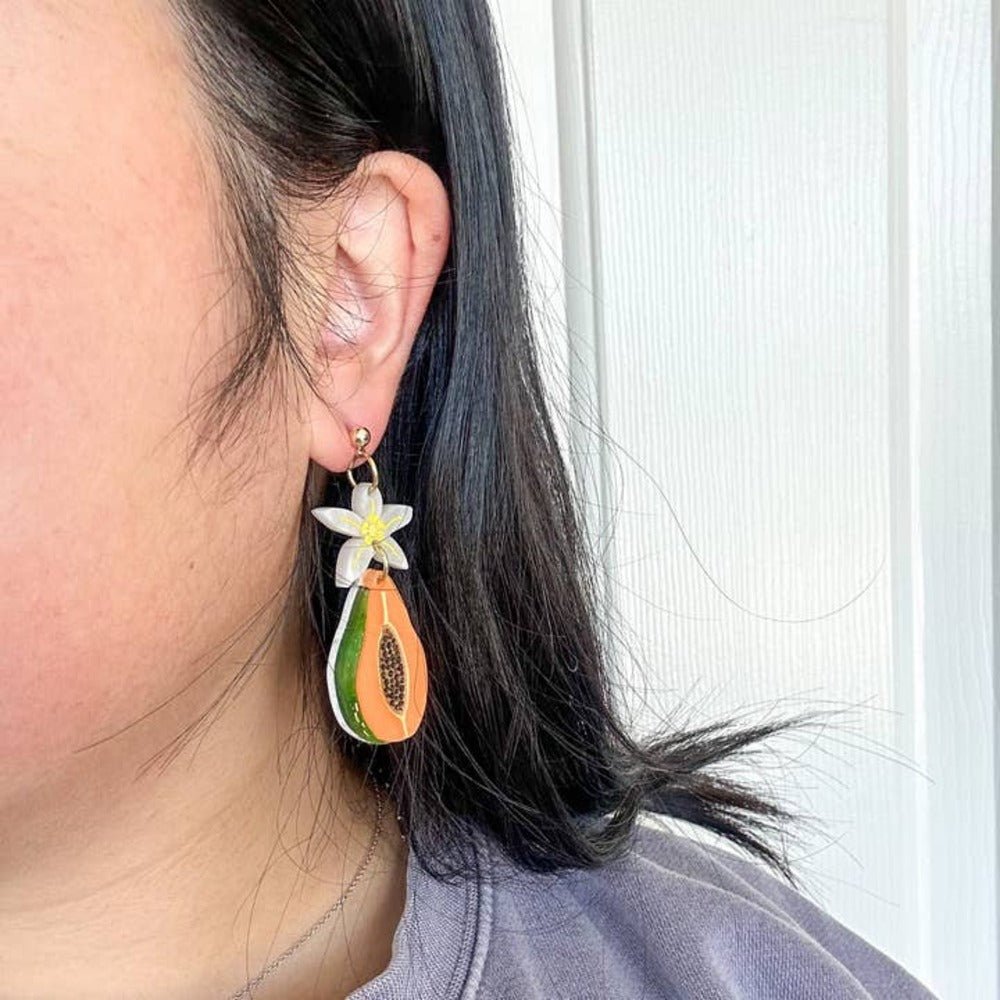 Papaya Dangle Acrylic Earrings Earrings and Accessories La Vie Bien Papaya Dangle Acrylic Earrings