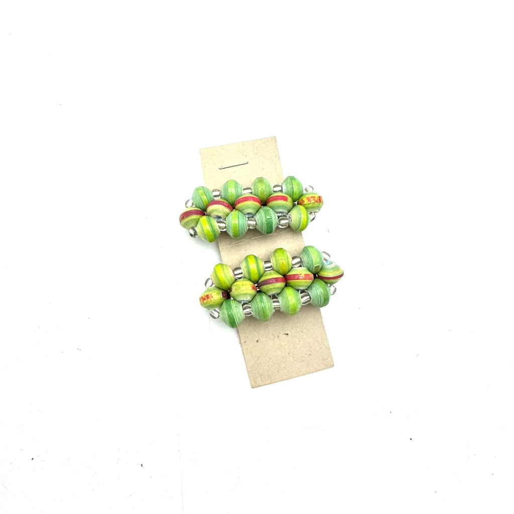 Paper Bead Hair Clips (Set of 2)- Green Bag La Vie Bien Paper Bead Hair Clips (Set of 2)- Green