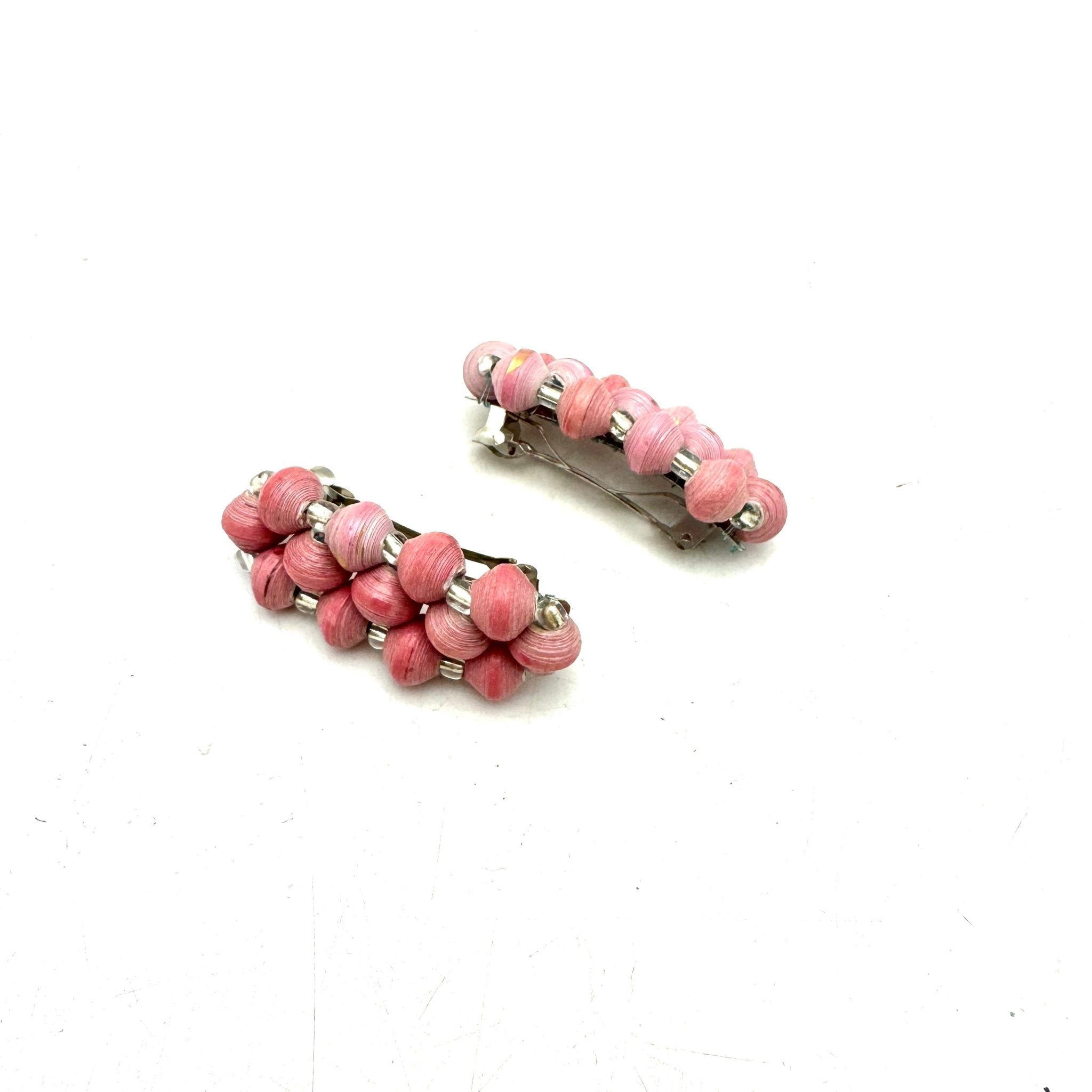 Paper Bead Hair Clips (Set of 2)- Pink Bag La Vie Bien Paper Bead Hair Clips (Set of 2)- Pink