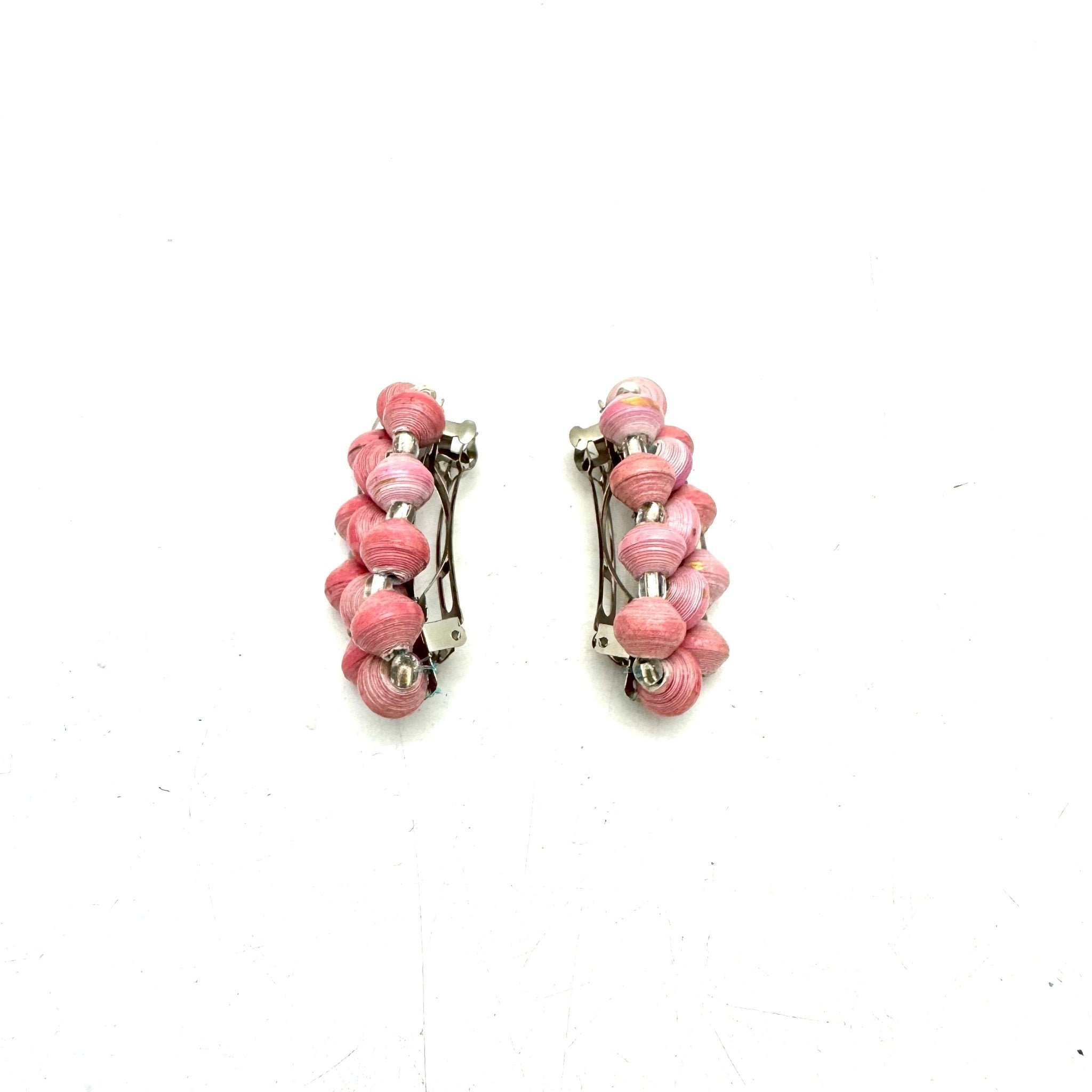 Paper Bead Hair Clips (Set of 2)- Pink Bag La Vie Bien Paper Bead Hair Clips (Set of 2)- Pink