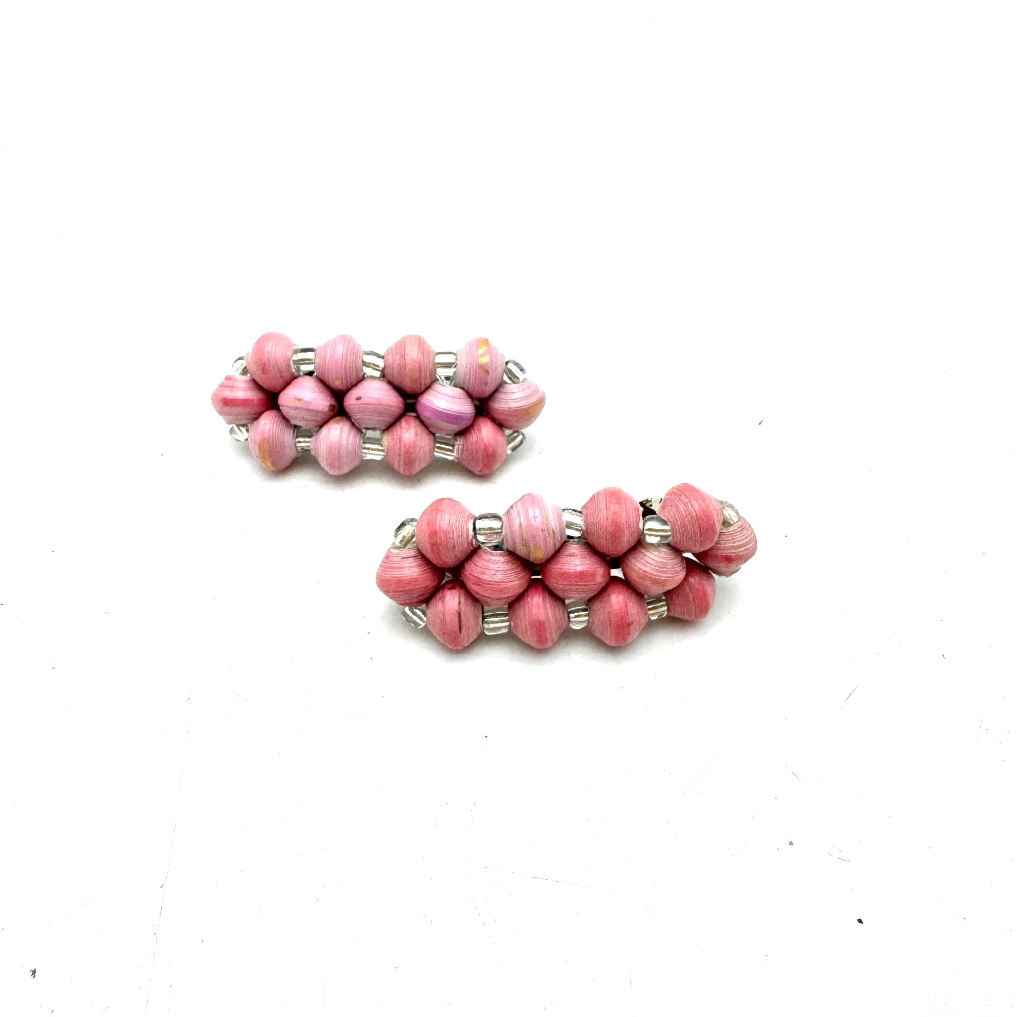 Paper Bead Hair Clips (Set of 2)- Pink Bag La Vie Bien Paper Bead Hair Clips (Set of 2)- Pink