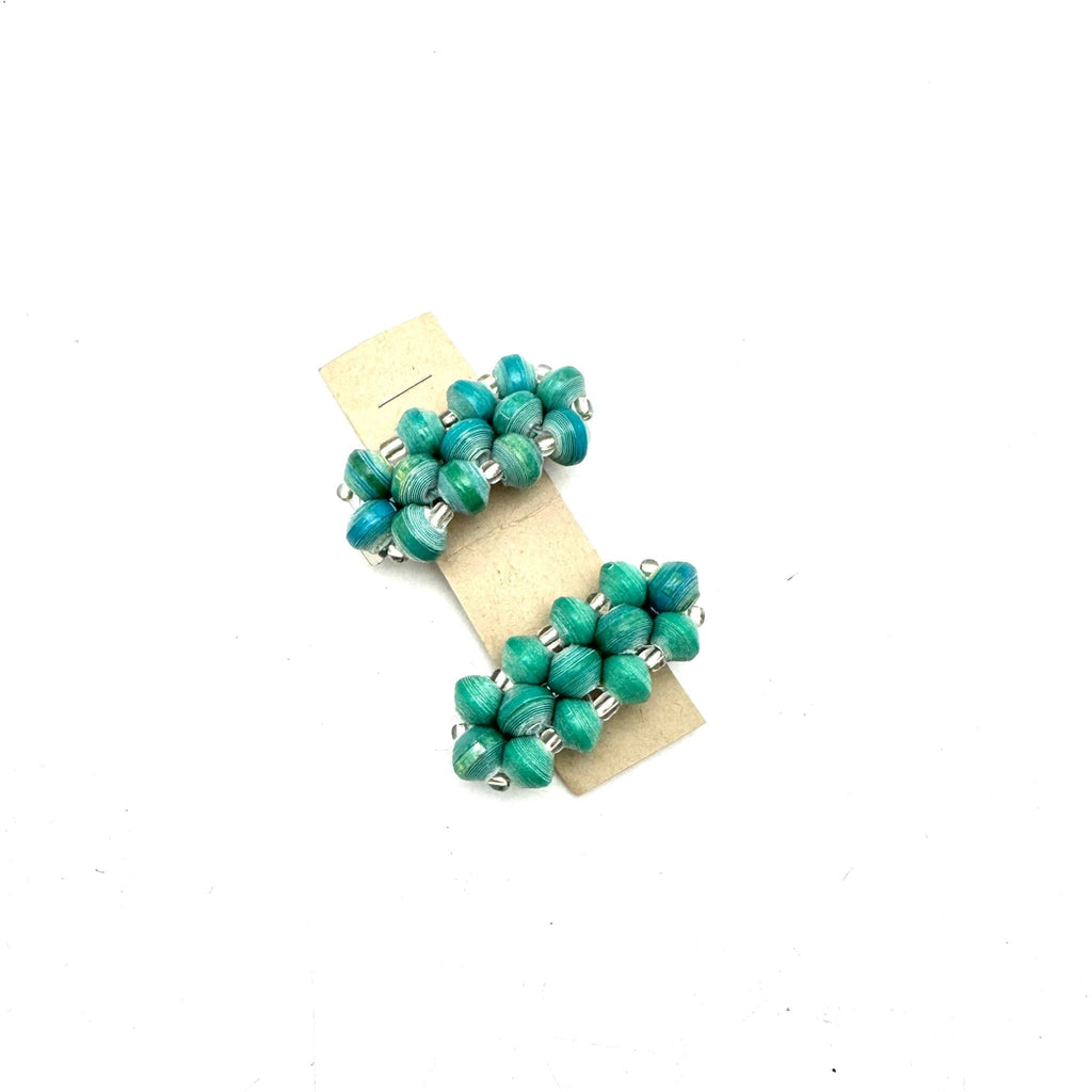 Paper Bead Hair Clips (Set of 2)- Turquoise Bag La Vie Bien Paper Bead Hair Clips (Set of 2)- Turquoise