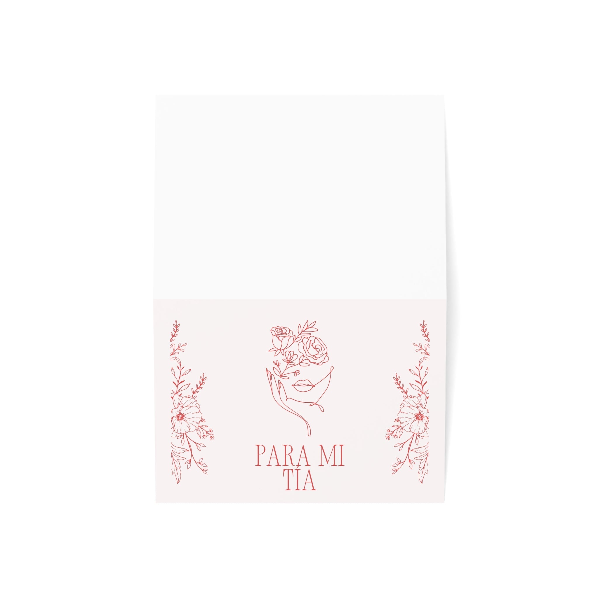 Para mi tía pink Greeting Card: Floral Line Art Design, elegant feminine birthday card for Spanish aunt, gift for tia, stationery