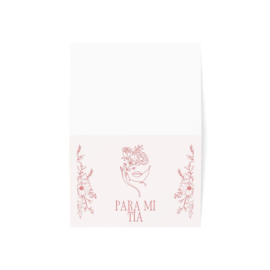 Para mi tía pink Greeting Card: Floral Line Art Design, elegant feminine birthday card for Spanish aunt, gift for tia, stationery