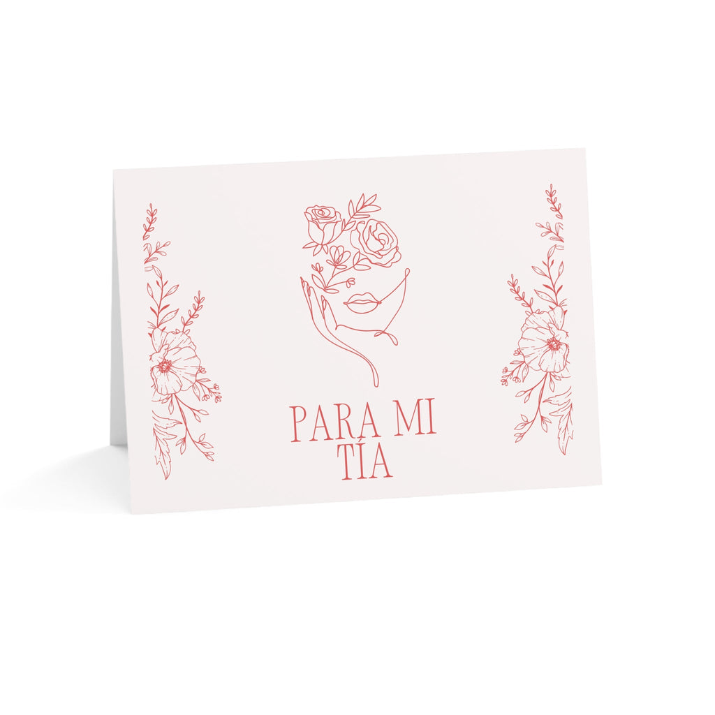 Para mi tía pink Greeting Card: Floral Line Art Design, elegant feminine birthday card for Spanish aunt, gift for tia, stationery
