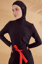 Woven Black Burkini Modest Swimwear M2311