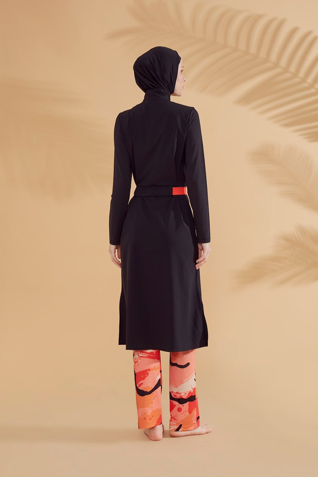 Woven Black Burkini Modest Swimwear M2311