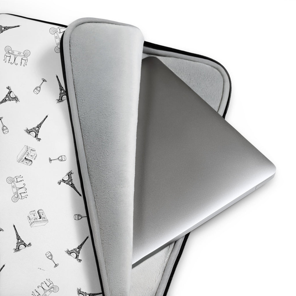 Paris French chic Laptop Sleeve (13" or 15"), eiffel tower, arc de triomphe, wine glasses and bistro table design La Vie Bien Paris French chic Laptop Sleeve (13" or 15"), eiffel tower, arc de triomphe, wine glasses and bistro table design