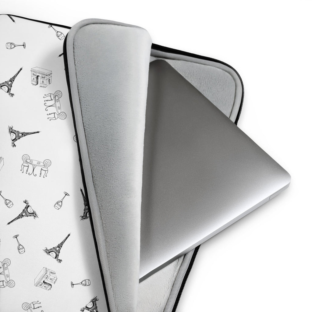 Paris French chic Laptop Sleeve (13" or 15"), eiffel tower, arc de triomphe, wine glasses and bistro table design La Vie Bien Paris French chic Laptop Sleeve (13" or 15"), eiffel tower, arc de triomphe, wine glasses and bistro table design