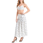 Parisian Dreams Bralette Top and High Slit Thigh Skirt Set with Eiffel Tower, Arc de Triomphe, wine glasses, and bistro table with chairs Two-pieces La Vie Bien Parisian Dreams Bralette Top and High Slit Thigh Skirt Set with Eiffel Tower, Arc de Triomphe, wine glasses, and bistro table with chairs